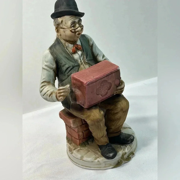 Vintage Old  Man with Music Box Bisque Figurine - Picture 7 of 10